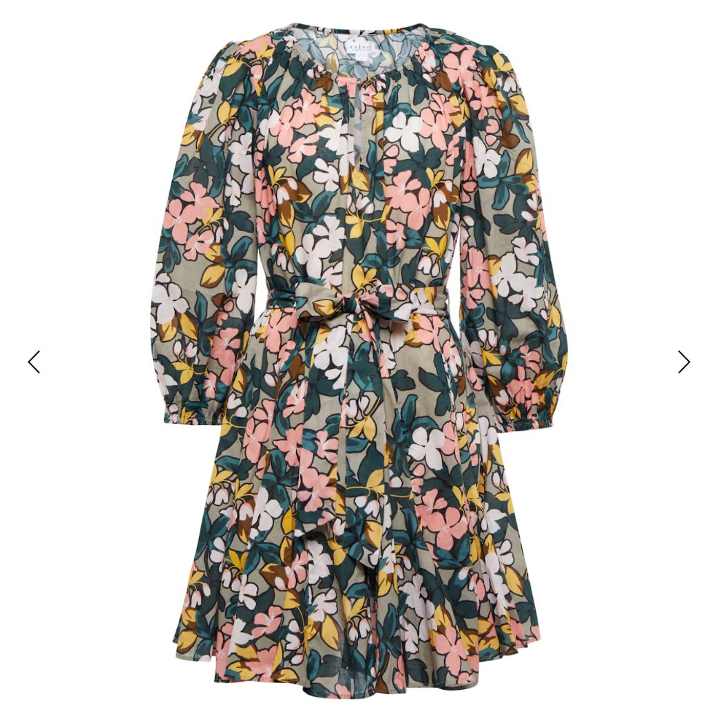 Velvet Graham Spencer Keelin Floral Lightweight Summer Dress W/ Belt Size Small